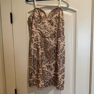 Sweetheart Strapless Rose Gold Sequin Mini Dress | Size L | Great Condition